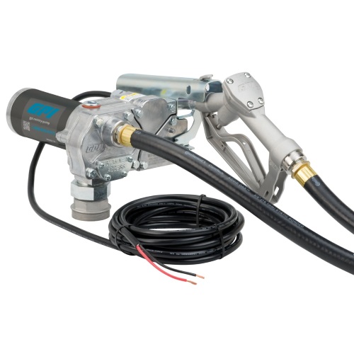 GPI M-150S-MU 12V 15 GPM Fuel Transfer Pump with Manual Nozzle - Consumer Petroleum Pumps